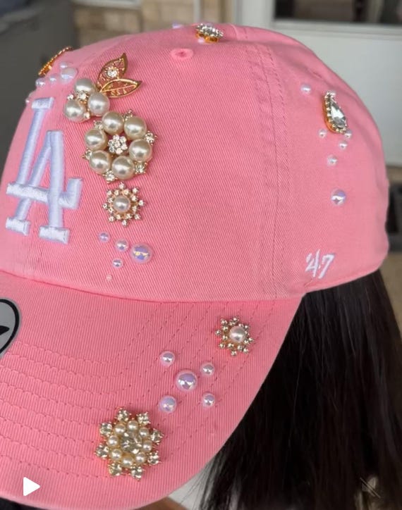 Pink hat embellished with white pearls Baberdicy Women main image 3