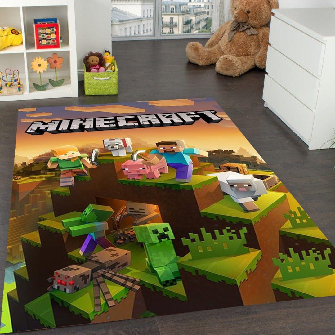 Minecraft Rug,popular Gaming Room Rug, Kids Room Decor, Gaming Decor ...