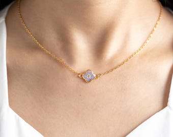 Forget-Me-Not Necklace, Resin Pressed Flower, Real Flower Jewelry, Miscarriage Gift, Everyday Necklace Jewelry for Women
