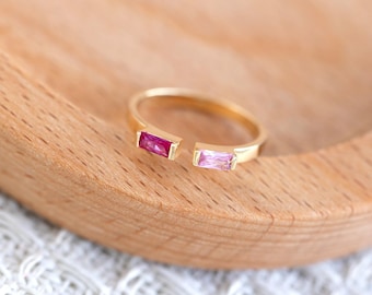 Personalized Duo Birthstones Ring, Gemstone Rings, Birthday Gift, Rings, Couple Rings, Two Birthstones Ring, Ring for Women, Gift for Her