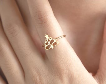 Christmas Tree Ring, Dainty Christmas Gift, Christmas Party Jewelry, Christmas Ring, Gifts for Children, Holiday Gift, Gift for Her