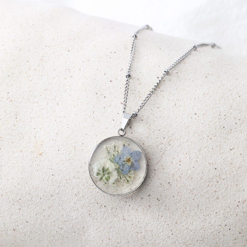 Miscarriage Memorial Necklace, Forget Me Not Baby Breath Necklace, Baby Loss Gift, Sympathy Jewelry for Mom, Remembrance Jewelry image 4