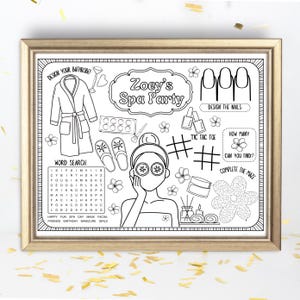 Feuille d&#39;activité pour une fête d&#39;une journée au spa pour filles | Activités festives entre filles | Feuille d&#39;activités à colorier pour fête de maquillage | Cadeau pour le spa | Anniversaire au spa