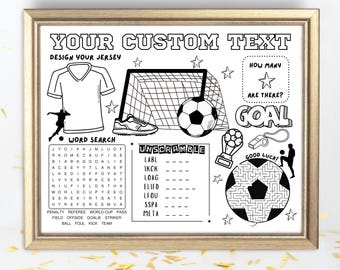 Personalized Soccer Party Activity Sheet | Printable PDF