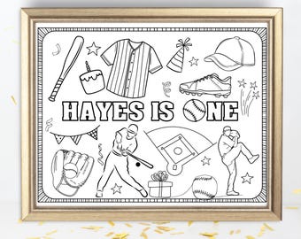 Personalized Baseball Birthday Coloring Sheet | Rookie Year Activity (Digital Download)