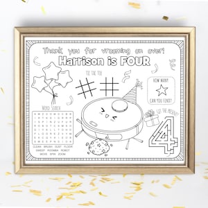 Robot Vacuum Cleaner Birthday Party Activity Sheet | Vacuum Party Activities | Personalised Vacuum Cleaner Coloring Placemat | Party Favor