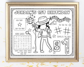 Pop Song Geburtstags-Tischset | Karaoke Party Aktivitäten Bogen (PDF)