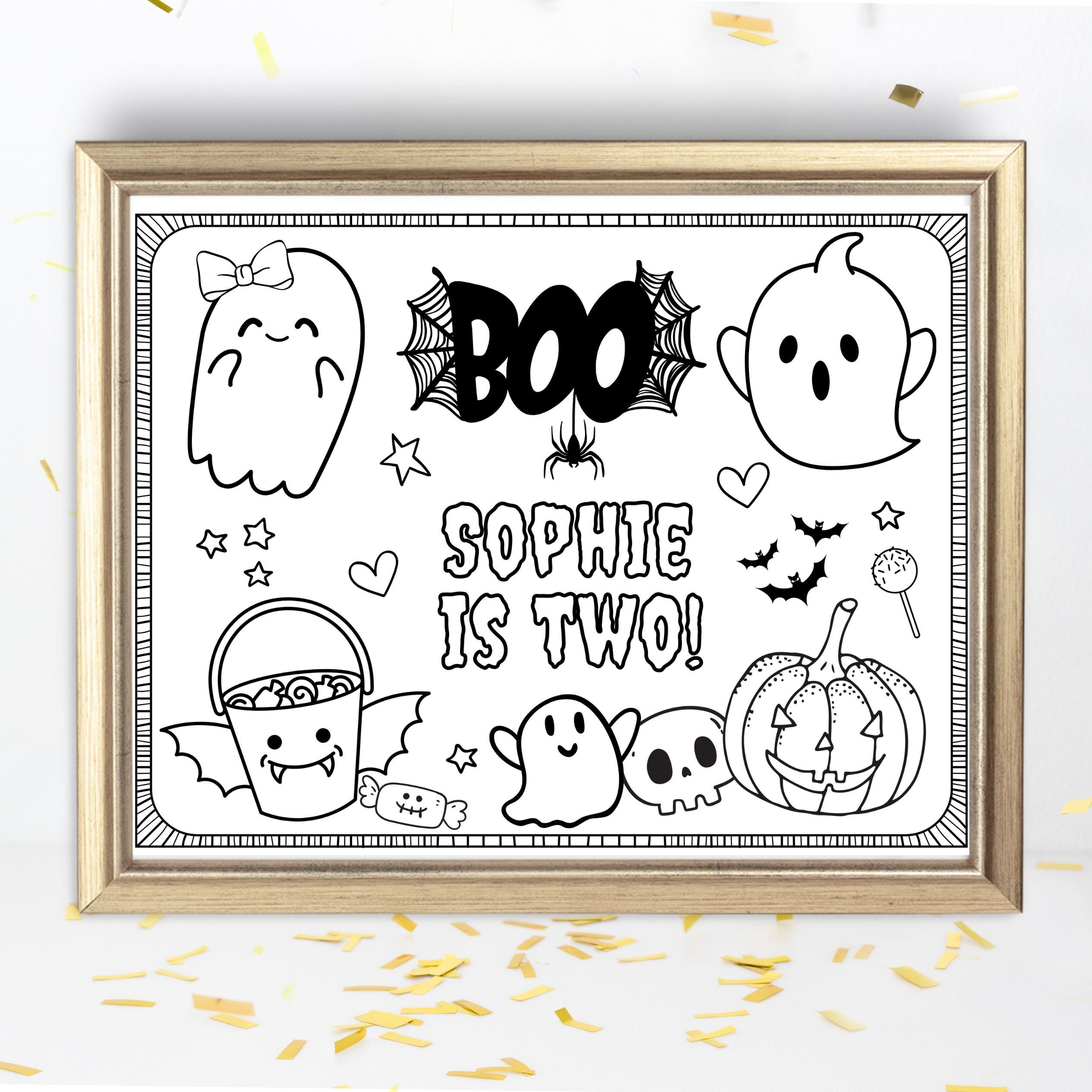 Personalized Boo Birthday Activity Sheet | Halloween Coloring Placemat ...