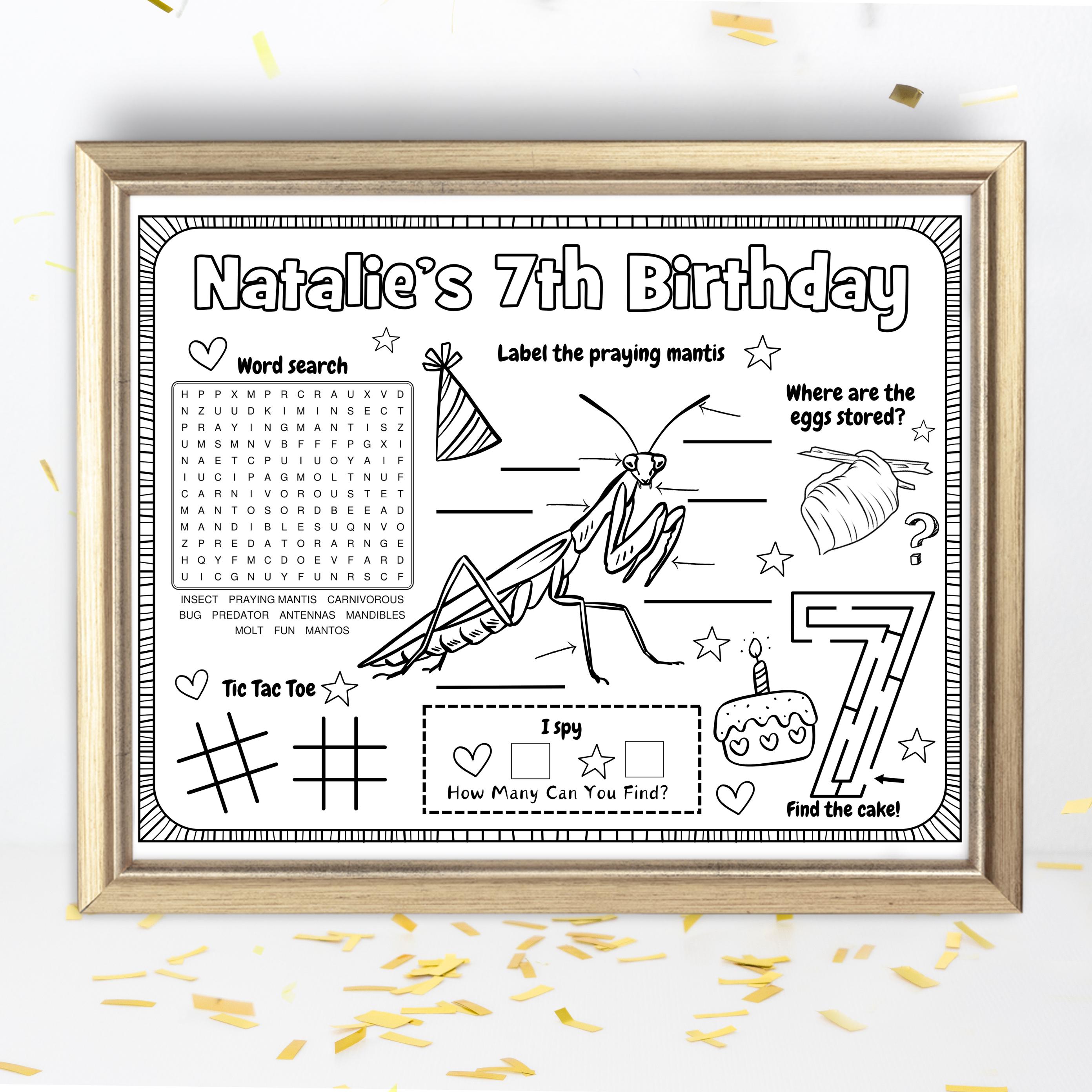 Gottesanbeterin zum Ausmalen Aktivitätsblatt | Druckbare Mantis Party  Tischset | Gottesanbeterin-Aktivität | Mantis Party Tischset | Edukative  Aktivität, image size:2784x2784