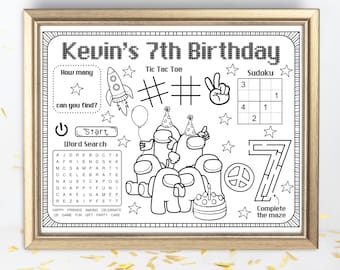 Personalized Alien Birthday Placemat | Space Party Activity Sheet (Digital Download)