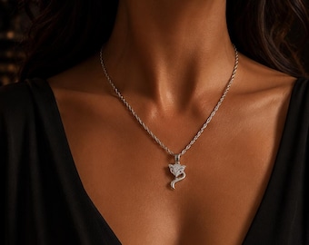 Fox Jewelry Set 925 Silver | Necklace & Earrings | Fox Pendant with Rhinestones | Women's Jewelry | Silver Necklace