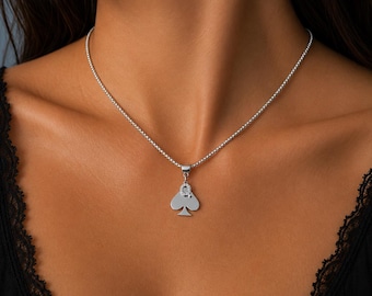 QOS Queen of Spades | Stainless Steel Necklace | Queen of Spades Q Cubic Zirconia | Rhinestone | Queen Necklace | Symbol Necklace