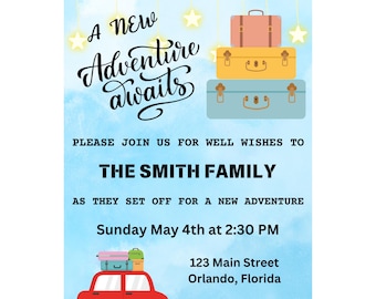 Goodbye Party invitation, moving, digital template, immediate download, personal info is editable