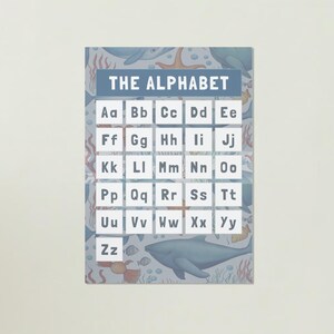 Under the Sea Alphabet Poster | Sea Animal ABC Wall Art | Digital Download for Kids&#39; Room or Nursery Decor