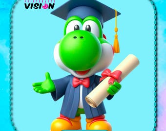 Yoshi Graduierung PNG, Aquarell Clipart-Bild (digitaler Download)