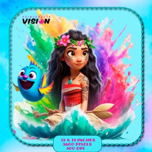 Moana Watercolor Splash, Clipart Images, Graphics and Artwork, Rainbow Aesthetic, PNG Gaming Images