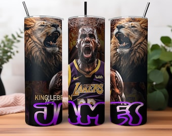 LeBron James Lakers Tumbler Wrap, 20oz Skinny Tumbler (PNG Digital Download)