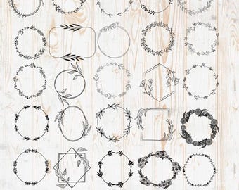 Paquete de archivos SVG de coronas de laurel y marcos florales (archivos digitales)