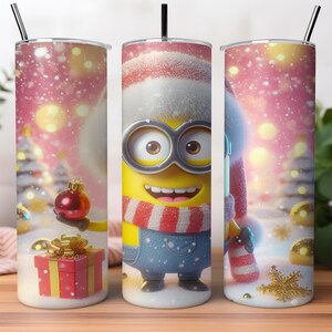 Envoltorio para vaso navideño de Minion / Envoltorio para vaso delgado de 20 oz / Diseño de sublimación PNG / Plantilla de diseños de descarga instantánea digital 300 dpi
