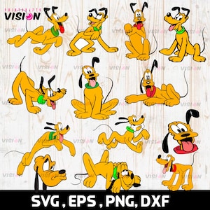 Pluto Digital Bundle Svg, Pluto Digital Stickers Cartoon Svg, Pluto Mega Bundle, pluto svg, Eps, Ai,Cartoon Cliparts, Layered svg Download