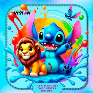 Simba y Stitch PNG, imágenes prediseñadas con fondo transparente, archivos con licencia comercial, lindos gráficos de fusión, imágenes prediseñadas