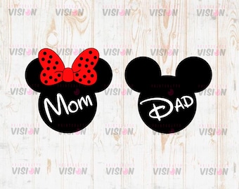 Disney Mom and Dad Shirts SVG, Mickey Minnie Cut Files (Instant Download)