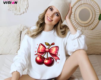 Cherry Bow Valentines PNG, Coquette Digital Download