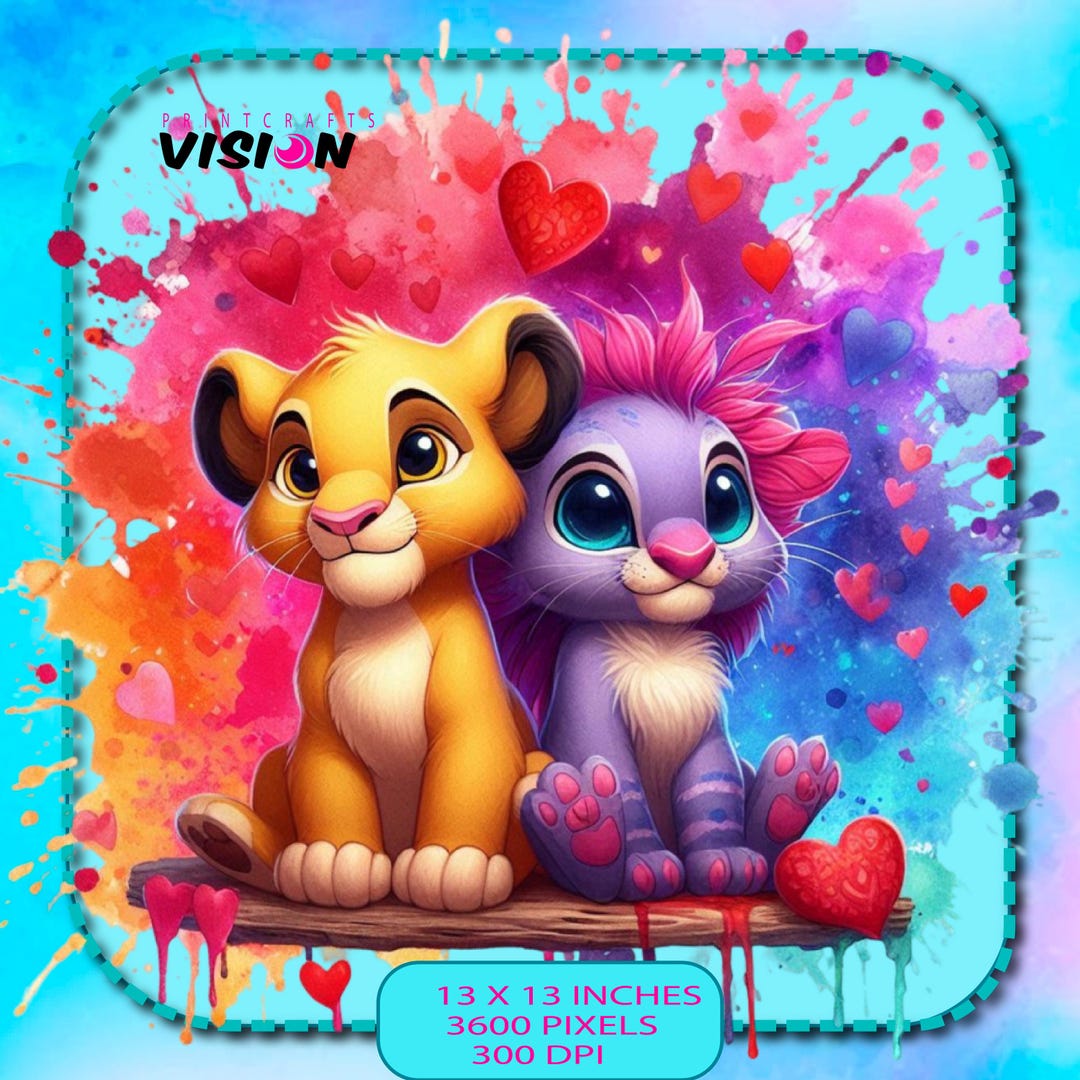 2png Simba and Nala Valentine Watercolor Splash, Clipart Images ...