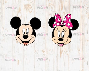 Mickey Minnie head instant download digital file svg, png, eps, Ai, and dxf clip art for cricut silhouette Cartoon Cliparts, Layered svg