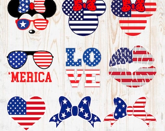 アメリカ国旗 svg、アメリカ国旗ミッキー svg、7 月 4 日 svg、愛国