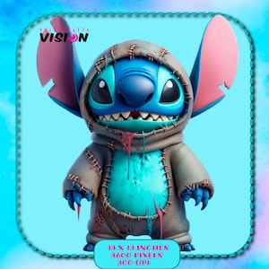 Stitch as Oogie Costume Watercolor Splash, Clipart Images, Graphics and Artwork, Halloween Aesthetic, PNG Boogie Nightmare Character Images