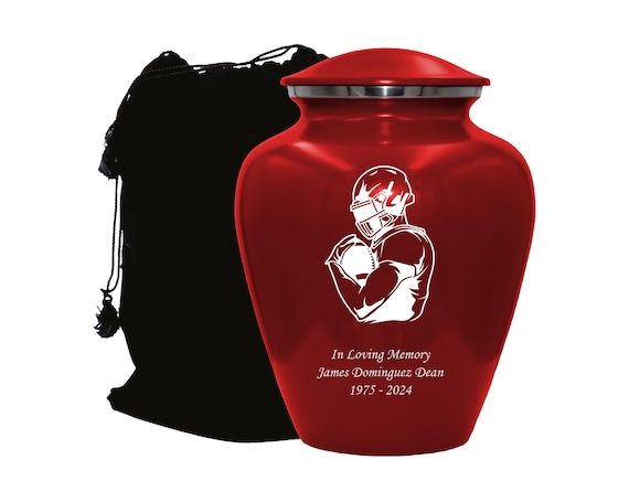 Football Urn, Football Lover's Cremation Urn, Customized Human Adult Funeral Urn For Sports Lovers, Personalization on Multiple Colors