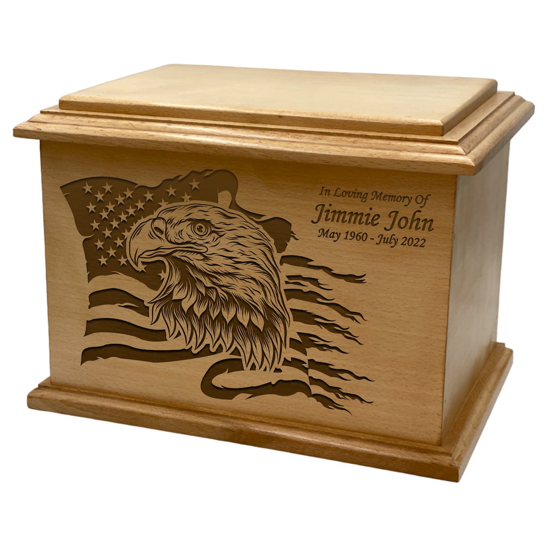 American Flag and Eagle Cremation Urn, Bald Eagle Urn, Patriotic Urn