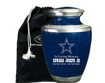 Texas Star Customized Adult Blue Funeral Cremation Urn with Personalization