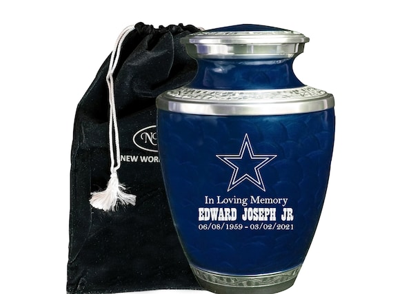 Texas Star Customized Adult Blue Funeral Cremation Urn with Personalization