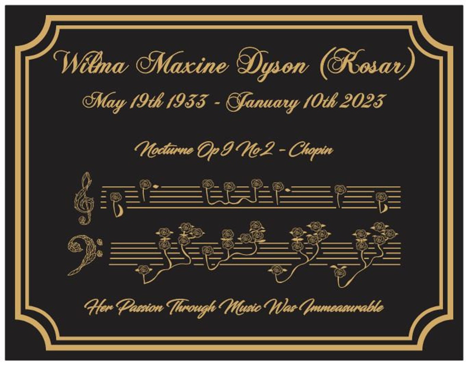 Memorial Plaque, Music Notes Personalized Grave Marker, Music Lovers ...