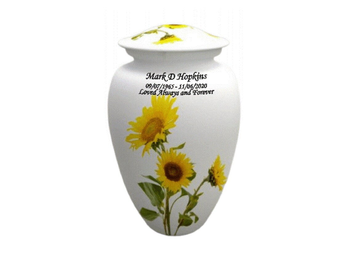Personalized Sunflower Human Cremation Urn with Velvet Bag Etsy