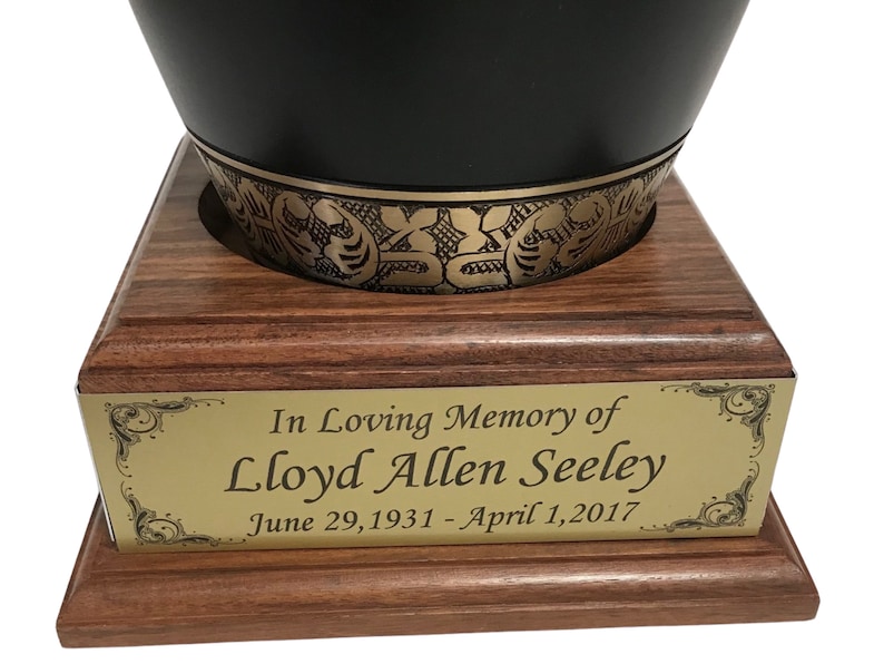 Cremation Urn Pedestal Wooden Urn Base With Personalized Name Etsy