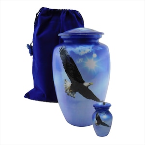 American Eagle Personalized  Finding Freedom Human Cremation Urn with Velvet Bag- Large and Keepsake Size