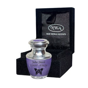 Urna funeraria conmemorativa de mariposa, recuerdo funerario, urna para cenizas con grabado personalizado - 5 colores, tamaño pequeño