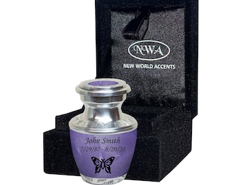 Butterfly Keepsake Cremation Urn, Funeral Tokens, Ash Urns with Personalized Engraving - 5 Colors, Small Size