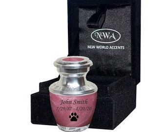 Paw Keepsake Cremation Urn, Funeral Tokens, Pet Paw Urns with Personalized Engraving - 5 Colors, Small Size