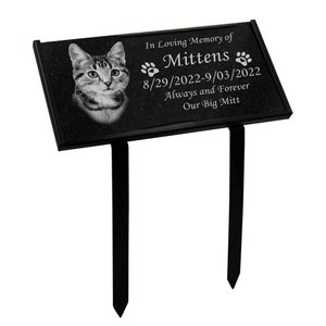 Placa conmemorativa de granito con foto de mascota, resistente marcador de tumba de granito para gatos o perros, lápida de 15 x 30 cm, soporte para placa conmemorativa