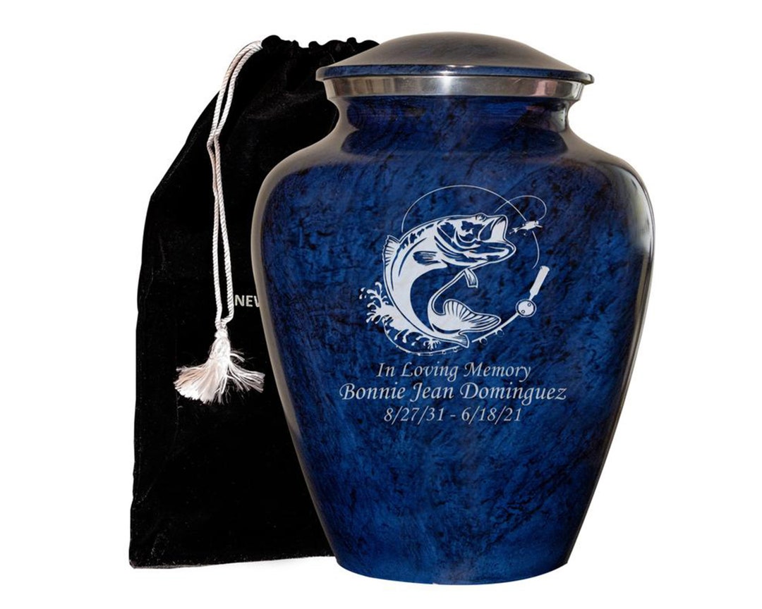 Blue Cremation Urn for Human Ashes, Artwork Cremation Urn, Ash Urns