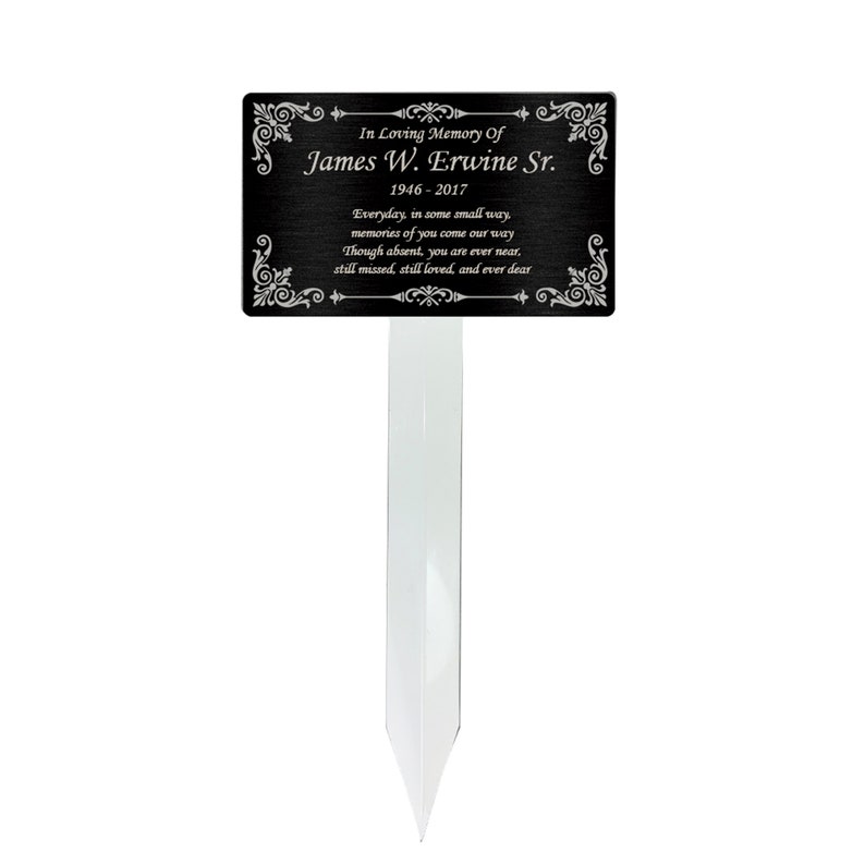 Memorial Plaque Stake, Grave Marker, Remembrance Plaque in Black
