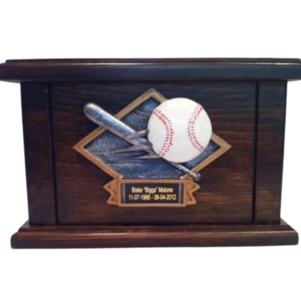 Cremation Urn, Wood Urn, Baseball Urn, Wooden Funeral Urn with Engraving