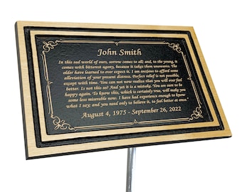 Targa Funeraria Personalizzata Con Due Colombe – Acrilico 20x13 Cm, Oro Spazzolato, Adesiva O Con Fori, Prodotta In Francia - 5