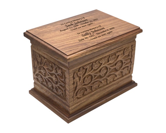 Wooden Urn For Human Ashes, Large and Extra Large Memorial Funeral Cremation Urn, Companion Wooden Urn With personalization