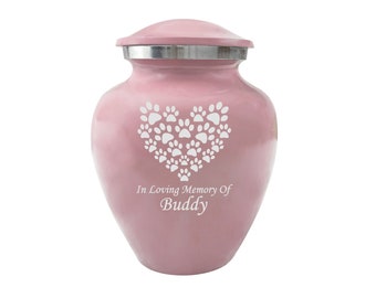 Pink Cremation Urn for Pets, Infants, Babies, Cats, Dogs, Artwork Cremation Urn,  Ash Urns with Personalized Engraving - Small Size