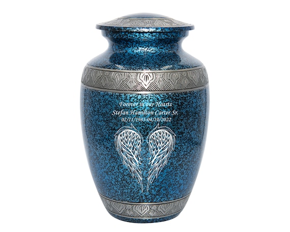 Angel Wings Extra Large Blue Human Funeral Cremation Urn, Custom Engraved  Companion Cremation Urn - Etsy UK
